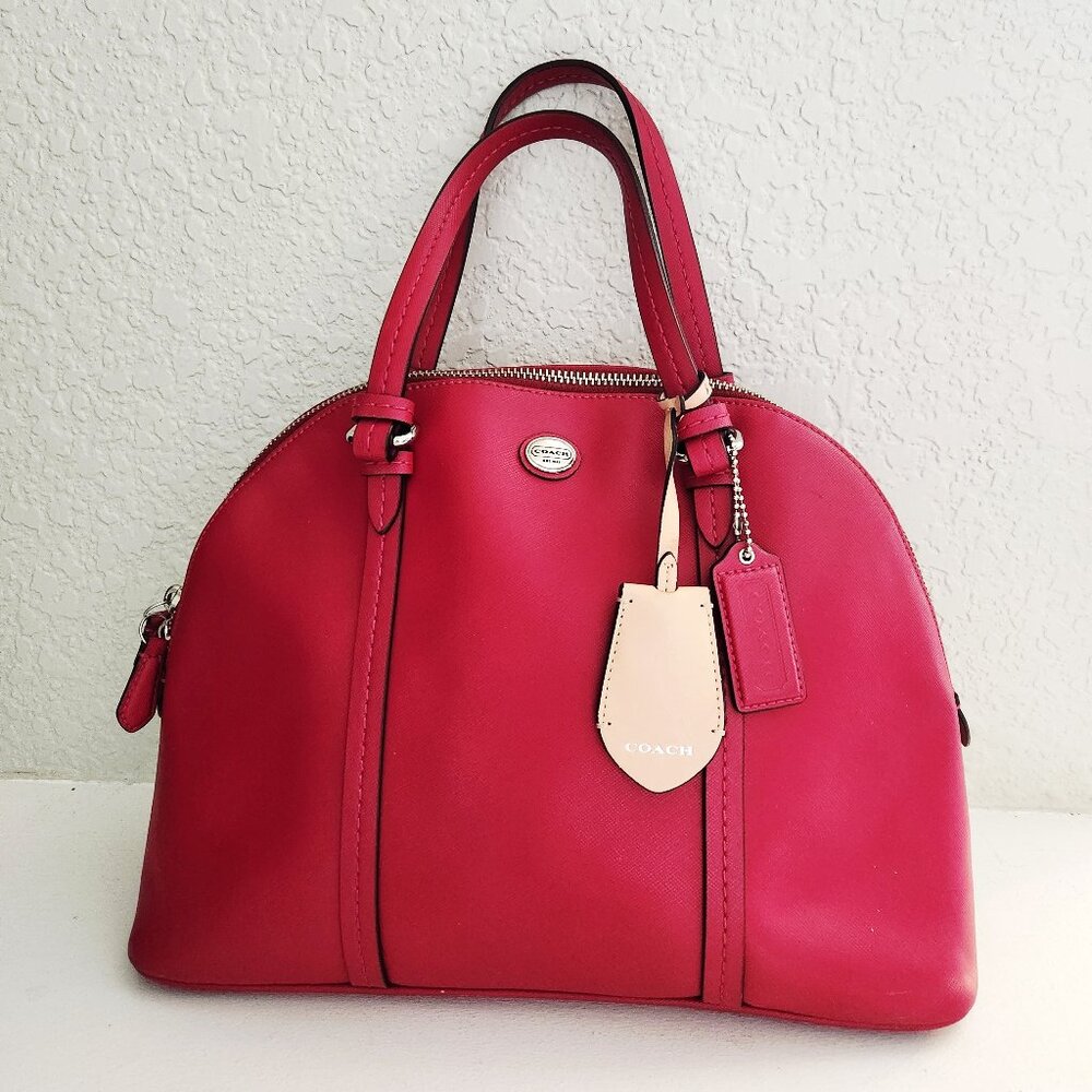 Coach Magenta Pink Leather Dome Crossbody Bag Purse